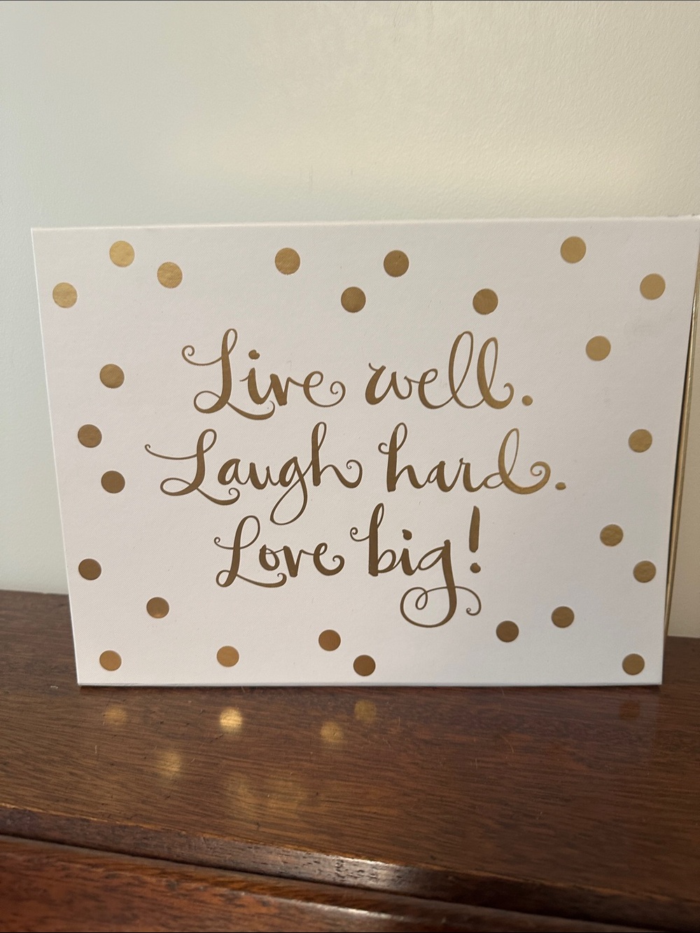 Hallmark White and Gold 'Live well. Laugh hard box